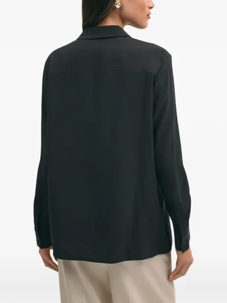 Bluză Brooks Brothers de mătase lungă negru