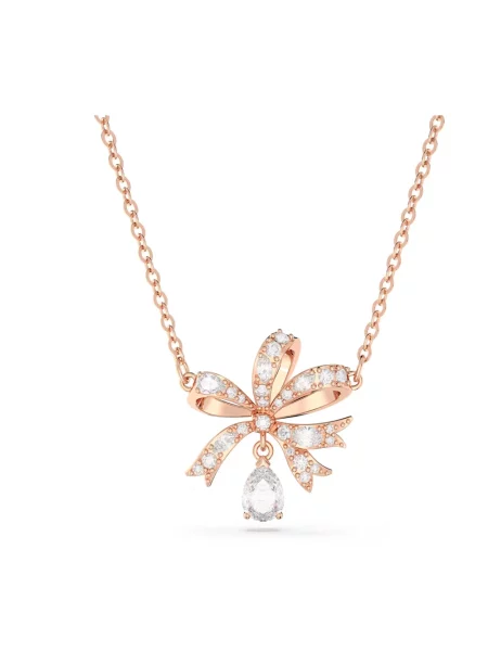 Naszyjnik Swarovski z kokardką różowy