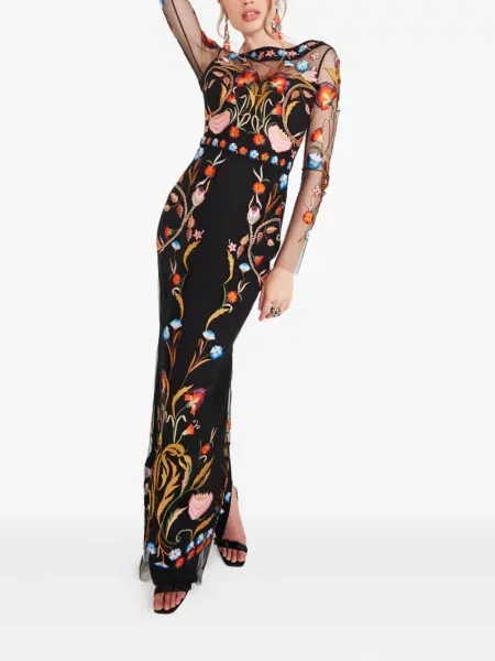 Rochie Temperley London cu broderie cu model floral de costum negru