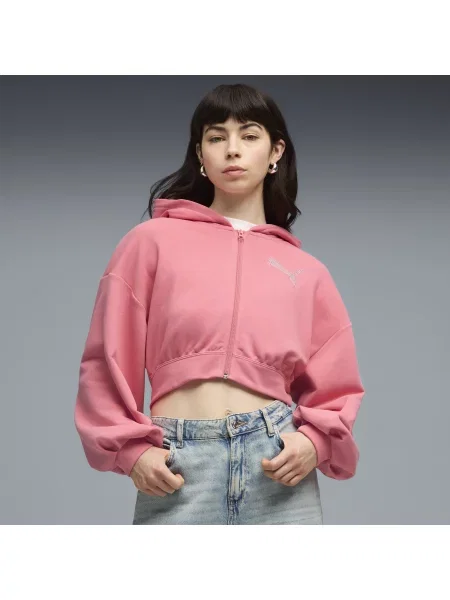 PUMA rozpinana bluza z kapturem Essentials Graphics Bedazzled Odzież S różowy