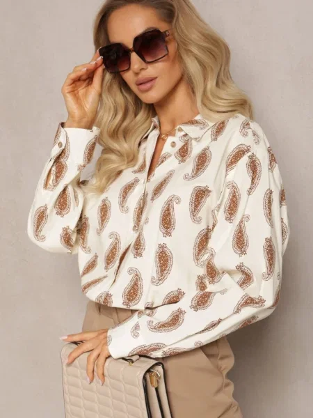 Cămașă Bej-Maro din cu Model Paisley Fin Kaisleigh bej