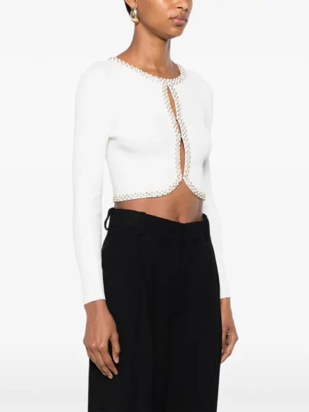 Cardigan Sandro cu perle alb