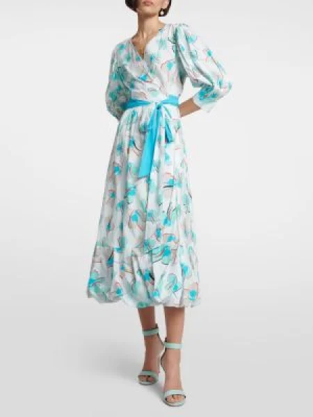Boríték fazonú midi ruha Diane Von Furstenberg kék