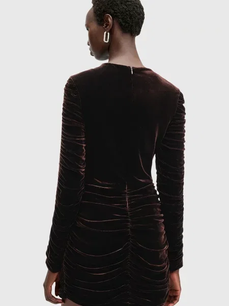 AllSaints rochie ERIS mini mulată maro