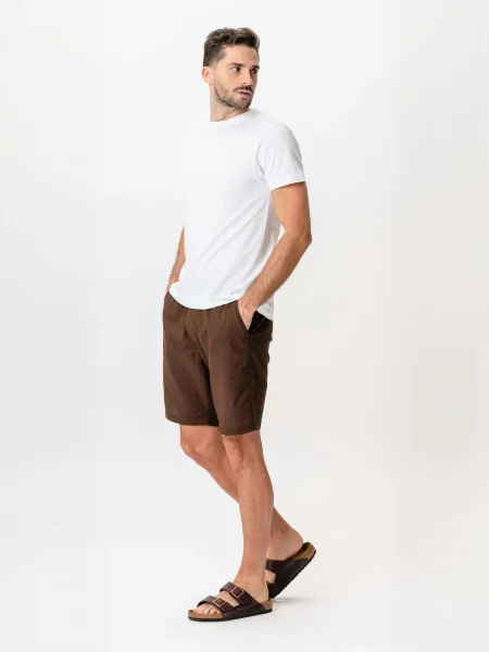 TEESHOPPEN Pantaloni Linen Blend închis maro