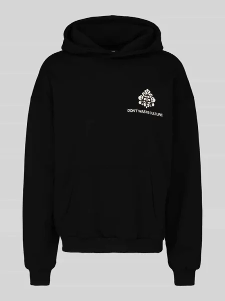 Bluza z kapturem o kroju oversized z mieszanka bawełny model PURO' Don't Waste Culture czarna