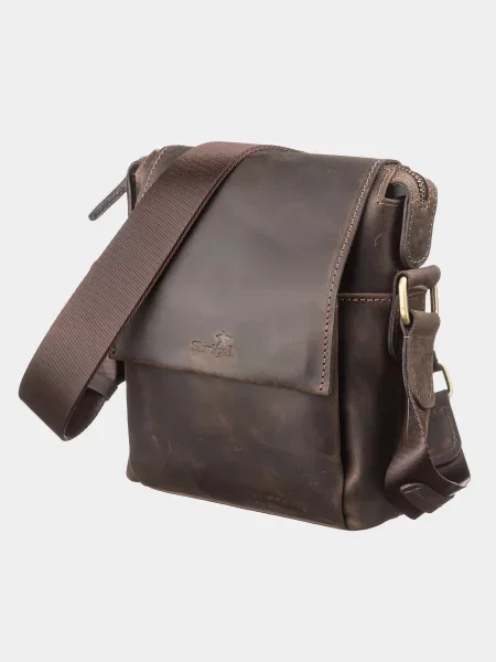 Кожаная сумка через плечо Shvigel коричневая