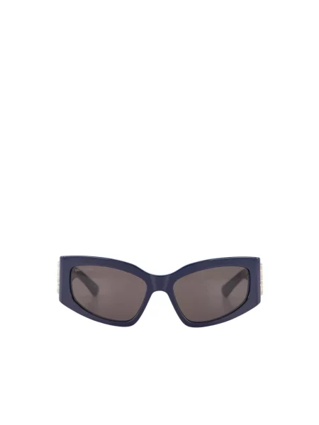 Lniane okulary przeciwsłoneczne Balenciaga niebieskie
