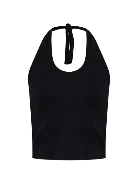 Top Matteau cu legături cu gât halter negru