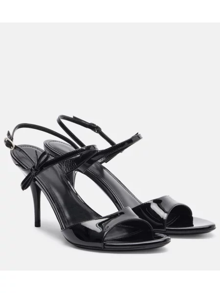 Sandale Balenciaga cu funde din piele de lac negru