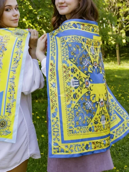 MyScarf Хустка Синьо-жовтий Шовк жовта