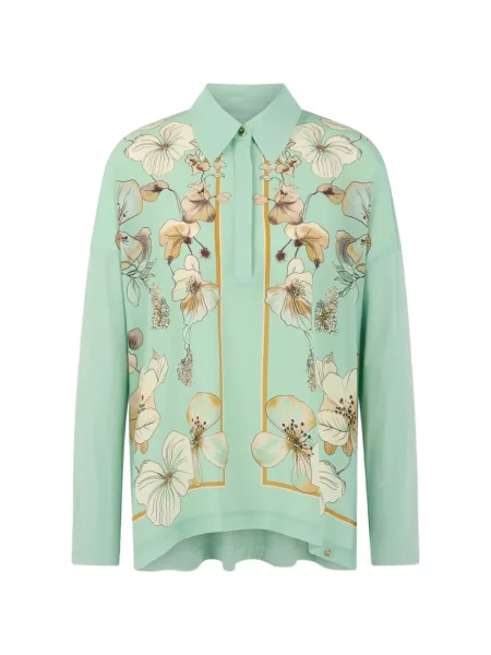 Bluză Marccain de mătase cu model floral cu imagine verde