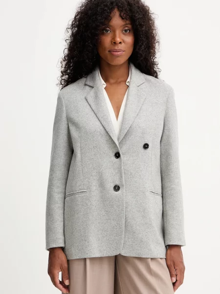 Кашмирено сако Liviana Conti с едно копче с меланжов десен сиво