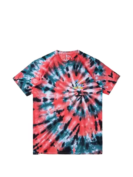 Тениска Travis Scott с tie-dye ефект връзки червено