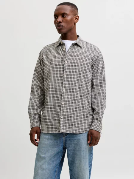 Сорочка в клітинку JACK & JONES CARTER CHECK SHIRT LS сірий