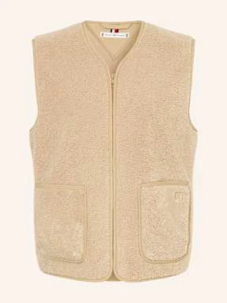 Tommy Hilfiger Kamizelka Z Futerkiem Pluszowym beige beżowa