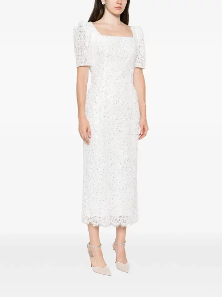 Rochie Adamaris cu broderie din dantelă alb