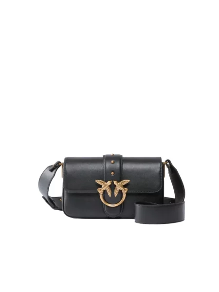 Torebka crossbody Pinko skórzana pikowana czarna