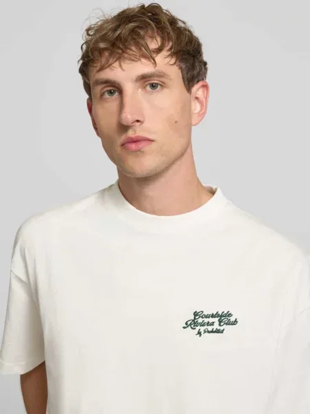 T-shirt z tylnym printem i haftem Prohibited biała
