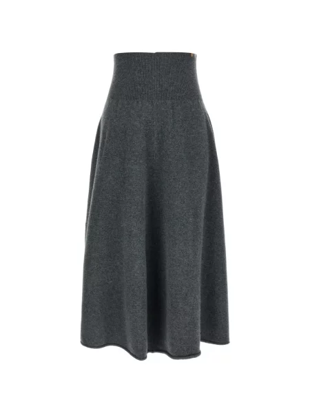 Fustă midi Extreme Cashmere din cașmir evazată gri