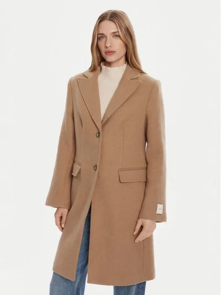 Calvin Klein Вълнено палто Кафяв бежово