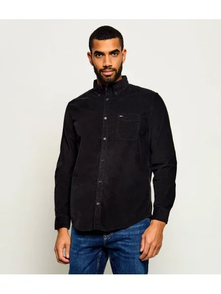 Tommy Jeans Cămașă | catifea reiată negru
