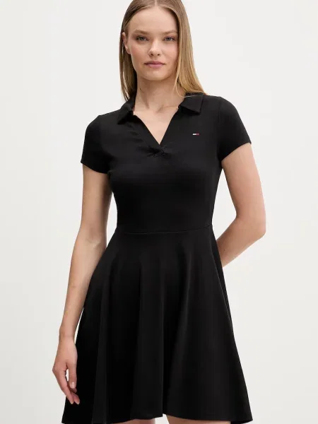 Tommy Jeans rochie evazată din cu negru