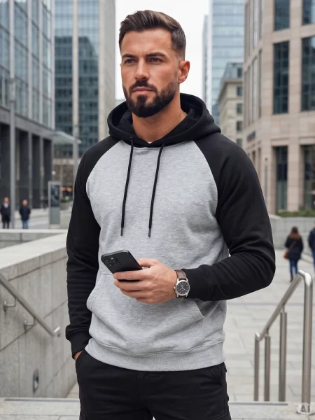 Bluza basic z kapturem Dstreet szara