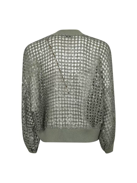 Lniana kurtka Brunello Cucinelli z siateczki zielona