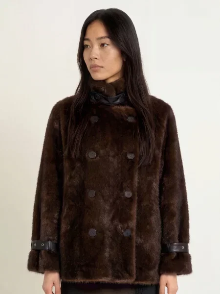 Mos Mosh Bunda Z Umělé Kožešiny Mmnanette tmavě hnědá