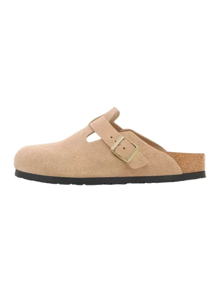 Klapki Birkenstock zamszowe beżowe
