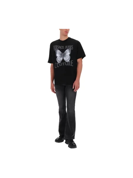 Koszulka Versace Jeans Couture z nadrukiem czarna
