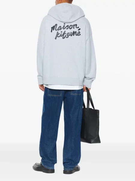 Hanorac cu glugă Maison Kitsune cu imagine gri