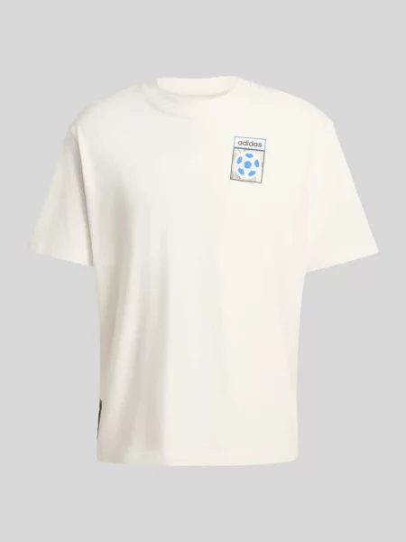 T-shirt z nadrukiem na plecach z czystej bawełny Adidas Originals beżowa