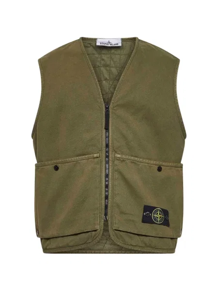 Vestă Stone Island cu decolteu în V cu strasuri verde