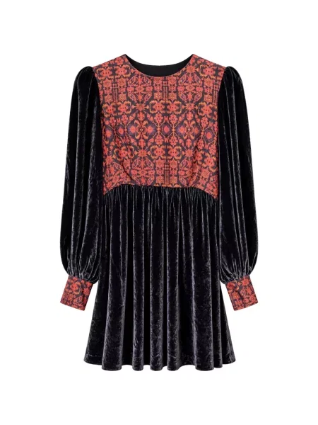 Rochie mini Muzungu Sisters de catifea negru