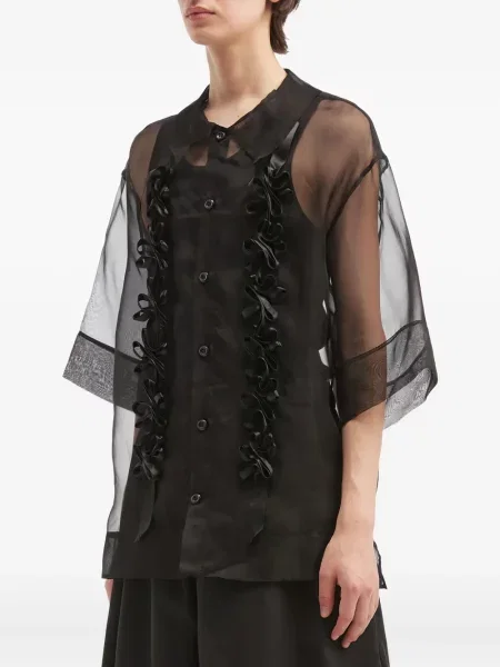 Cămașă Simone Rocha cu model floral cu aplicații negru