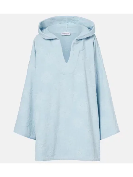 Poncho Hunza G cu glugă din material terry albastru