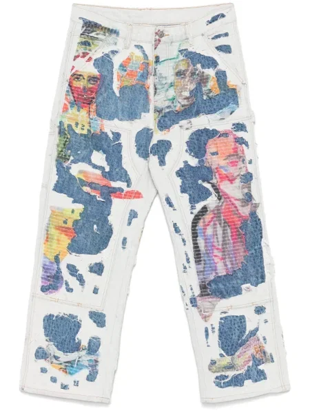Pantaloni Kidsuper zdrențuiți albastru