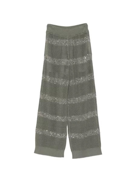 Pantaloni Brunello Cucinelli cu paiete cu dungi verde