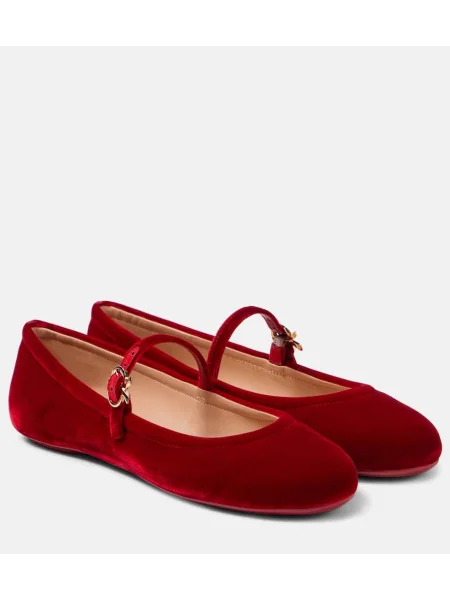 Pantofi cu toc Gianvito Rossi de catifea roșu