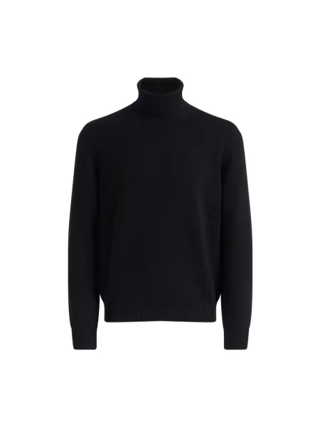 Lniany sweter z golfem Gran Sasso czarny
