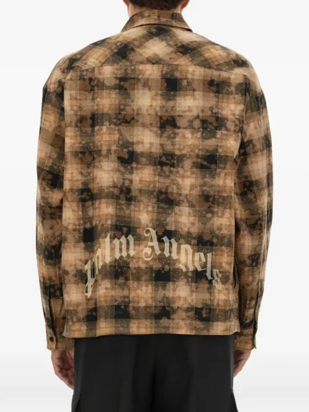 Kostkovaný kostkovaná košile Palm Angels hnědý