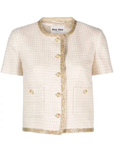 Geacă Miu Miu în carouri din tweed