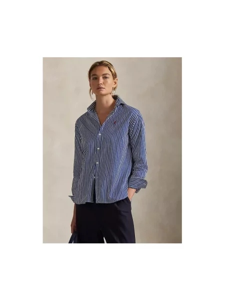 Koszula Polo Ralph Lauren w paski z paskiem niebieska