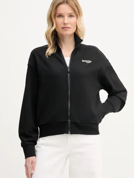 Lacoste dukserica na zakopčavanje ženska s pamukom crna