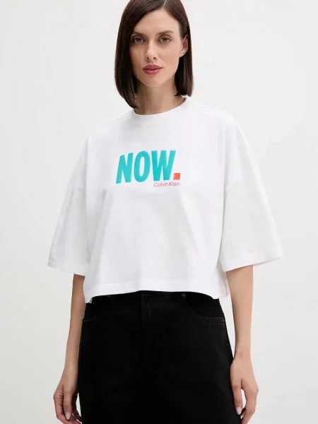 Тениска Calvin Klein Jeans дамска бяло