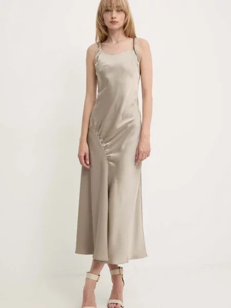 Макси джинсовое платье Moschino Jeans клеш золотое