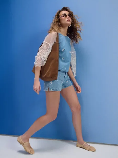 Джинсові шорти mom синій