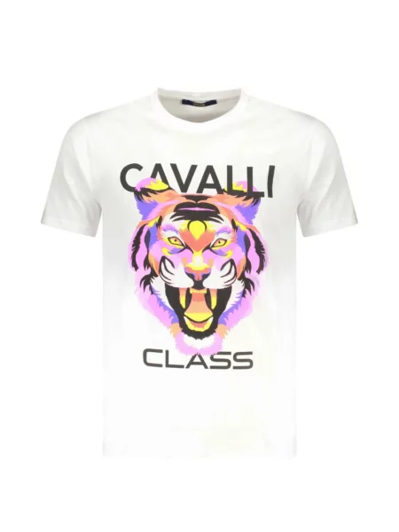 Tricou Cavalli Class cu imagine cu dungi de tigru alb